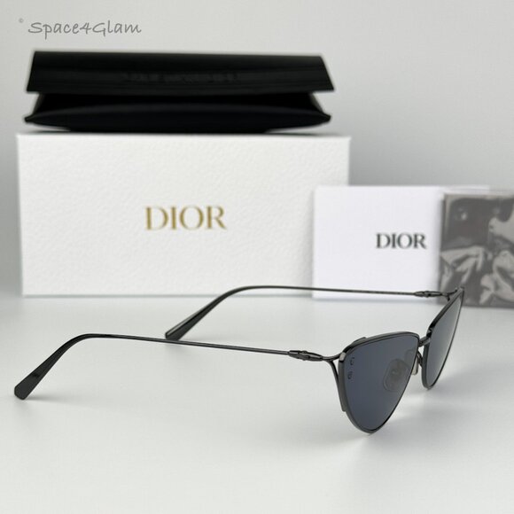Dior Men Sunglasses Shiny Gunmetal Blue Cat Eye MISSDIOR B1U H4B0 BRAND NEW - Picture 4 of 12